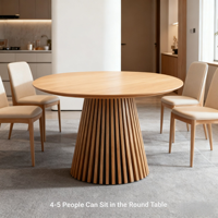 Table à manger extensible ronde en bois massif de luxe moderne avec mécanisme rotatif pour projets d'appartements (vente en gros)
