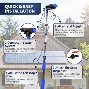 Cleaner Tool for <b>Window</b> Glass Roof Outdoor Glass <b>Brush</b> Washing Equipment Water Fed Pole Kit Adjustable Solar Panel Cleaning Kit - Product Image 6