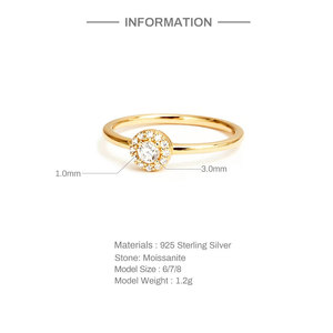 Trendy S925 Sieraden Stralende Cutting 18K Goud Micro Setting 0.1 Karaat Moissanite Ring - Product Image 5