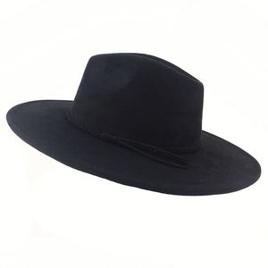 Alta calidad Vintage venta al por mayor de ala ancha Fedora Jazz sombreros Suede Fedora sombrero de vaquero occidental fieltro vaquera de ala ancha sombreros Fedora - Product Image 2