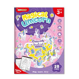 Keybaby Unicornio, 20 Páginas de Dibujo <span class=keywords><strong>para</strong></span> Niños y Pegatinas, Crayones, Marcadores, Lápices, Dinosaurios, Juguete de Viaje, Actividad Divertida <span class=keywords><strong>para</strong></span> Niños Pequeños - Product Image 1
