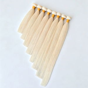 Wholesale 613 Straight Blonde Virgin <b>Human</b> Hair Bundles Brazilian Remy Hair Weave Extensions 10-32 Inch Soft Blonde Hair Bundles - Product Image 3