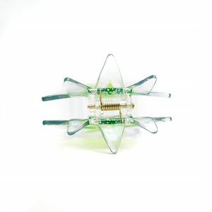 Pinzas para el Cabello de Acetato con Diseño de Hojas de Hierba, Estilo Europeo Americano, Color Verde Transparente, Decoración para el Cabello de Niñas, Unisex, Logotipo Personalizado - Product Image 3