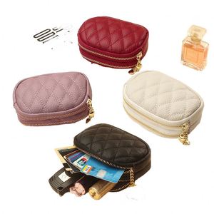 Porte-clés en cuir PU matelassé personnalisé |   Porte-cartes mini double fermeture éclair pour femme, pochette promotionnelle - Product Image 1