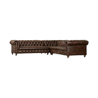 Salon de villa classique traditionnel bouton en cuir personnalisé conception américaine en forme de L canapé siège cigare VIP chambre Club canapé ensemble