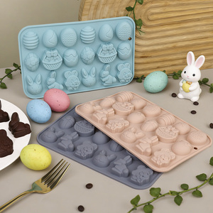 Moules en <span class=keywords><strong>silicone</strong></span> pour chocolat de Pâques, 18 cavités, motifs lapin et œuf, pour bonbons, gâteaux, gelées, glaçons, savons, résine - Product Image 2