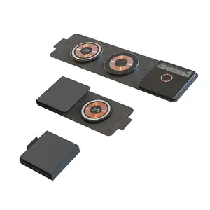 Nieuwe Productideeën 2023 3 In 1 Draagbare Slanke Opvouwbare Magnetische Draadloze Oplader Zwarte Standaard Voor iPhone 13 14 Apple-Apparaten