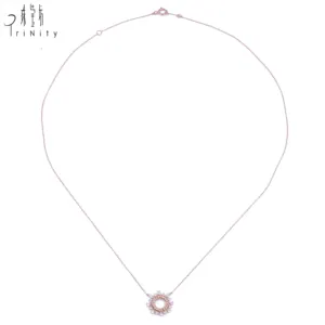 Nieuwste Ontwerp Sieraden Hoge Kwaliteit 18K Solid Rose Gold Echte Diamanten Cirkel Ketting Voor Vrouwen
