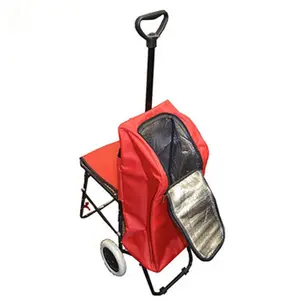 Hot Sell Wheels Shopping Trolley With Chair Cooler Bag, Lunch Trolley Bag