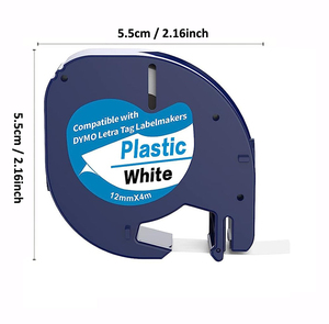 Venta al por mayor negro sobre azul adhesivo térmico plástico cinta de etiquetas Cassette Compatible <span class=keywords><strong>DYMO</strong></span> LetraTag LT100H 12MM * 4M 91332 91205 91335 - Product Image 2