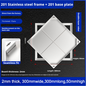 Tapas de alcantarilla ocultas de acero inoxidable decorativas y personalizables, tapas de alcantarilla cuadradas empotradas para desagües. - Product Image 3