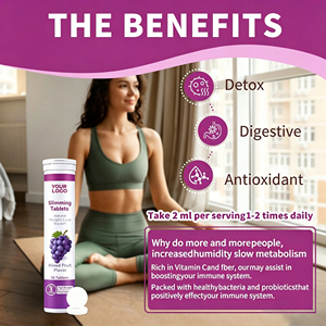 Comprimés effervescents naturels OEM pour la gestion du poids, saveur fruits mélangés et raisin, faibles en <span class=keywords><strong>calories</strong></span>, supplément détox beauté - Product Image 3