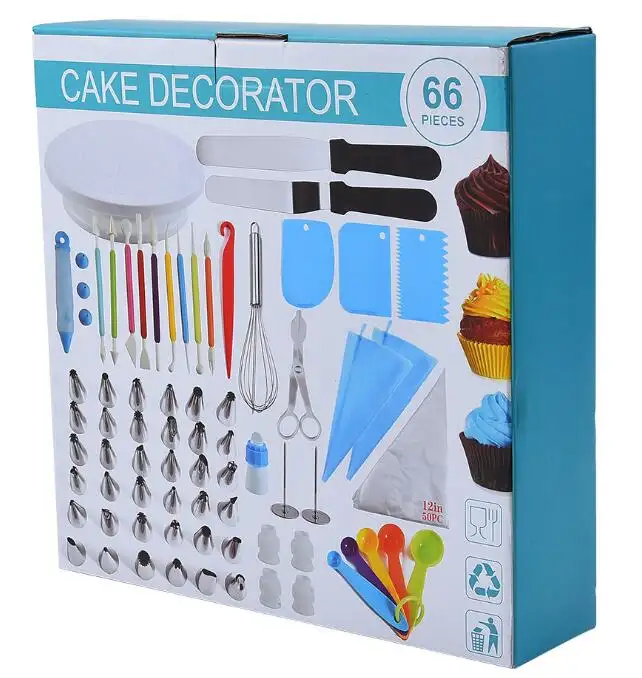 Utensílios de confeitaria decoração de bolo, 66 peças, kit de ferramentas de bolo