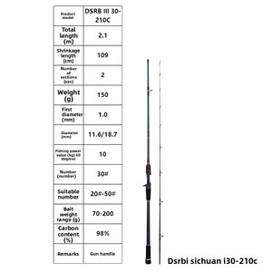 Canne à pêche DSNY Troisième <span class=keywords><strong>Génération</strong></span> 2.1 2.4 M en carbone massif, pointe de canne pour pêche en bateau côtier 20-100, jaune, ton doux, pêche marine - Product Image 6