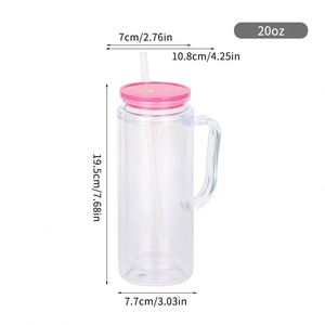 Nouvelle tasse en plastique créative de 20 oz avec poignée de voiture, tube d'aspiration et paillettes DIY - Product Image 3