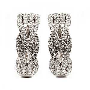 KOK Design Élégant Série Hong Kong Love Or Blanc 18K 104 PC Diamant Taille Brillant 0.74CT Boucles d'Oreilles Créoles pour Femme Tendance Mariage - Product Image 1