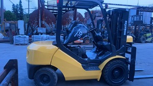 Used Komatsu 3 Ton Diesel <b>Forklift</b> FD30 4WD Rough Terrain Solid Tires Two Stage Mast for Sale in Shanghai Yard - Product Image 3