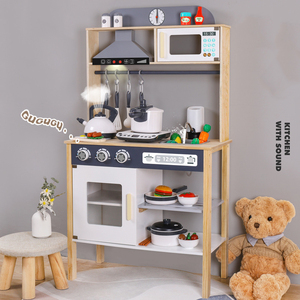 Jouets de <span class=keywords><strong>cuisine</strong></span> en bois Montessori, jeu de simulation, maison de <span class=keywords><strong>cuisine</strong></span>, <span class=keywords><strong>avec</strong></span> effets sonores et lumières - Product Image 6