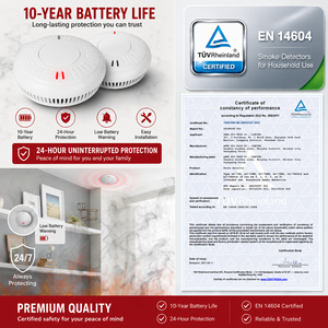 Detector <span class=keywords><strong>de</strong></span> <span class=keywords><strong>Humo</strong></span> Fotoeléctrico ANKA, Alarma <span class=keywords><strong>de</strong></span> Incendio para Seguridad en el Hogar, Certificado por TUV y Activfire - Product Image 3
