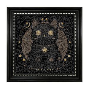 Rompecabezas de Gato Dorado Noche Estrellada, Arte Enmarcado en Madera, Decoración de Pared, Dificultad para Adultos, Forma Irregular, Grosor de 3 mm - Product Image 1