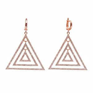Triángulo diseño turco venta al por mayor hecho a mano 925 plata esterlina CZ piedra pendientes colgantes joyería fina - Product Image 2