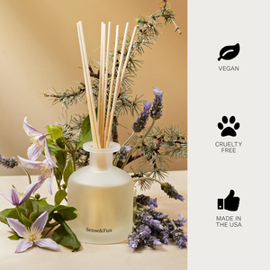 Tinh dầu thơm nhà cao cấp, chai thủy tinh mờ sợi, có que khuếch tán, dung tích 100ml/200ml, in logo theo yêu cầu, nhãn hiệu riêng - Product Image 2