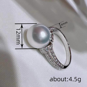 Anello da donna con perle finte, stile principessa di lusso, zirconi, gioiello alla moda, accessorio elegante da regalo - Product Image 4
