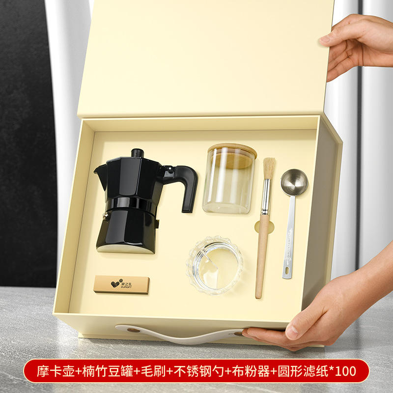 ชุดของขวัญหม้อโมก้า 6 ชิ้น - วาล์วคู่สีดำ