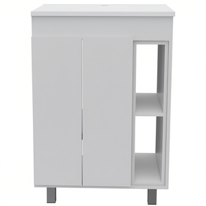 Bathroom <b>Vanity</b> White Modern Rectangular Floor Standing MDF Painted Cabinet with Open Shelf for Bathroom - Product Image 1