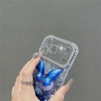 Étui de téléphone portable de luxe avec strass en diamant et papillon pour iPhone 18 17 16 15 14 13 Pro Max, coque de protection antichoc