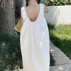 Abito estivo senza maniche per bambina, abito casual <span class=keywords><strong>bianco</strong></span> testurizzato per bambine, per vacanze al mare - Product Image 3