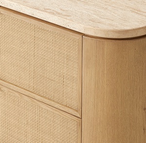 <span class=keywords><strong>Commode</strong></span> à 9 tiroirs de style américain avec panneaux en rotin tressé <span class=keywords><strong>et</strong></span> plateau en travertin, buffet en <span class=keywords><strong>bois</strong></span> massif pour chambre à coucher <span class=keywords><strong>et</strong></span> salon - Product Image 5