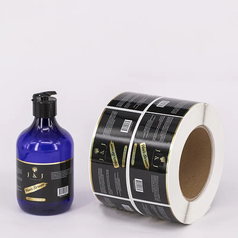 Custom Luxe Shiny Haargroei Olie Fles Label Printing Etiquette Autocolante Roll Schoonheid Aanbod Stickers Label