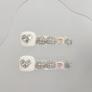 TSZS Faux <span class=keywords><strong>ongles</strong></span> à presser faits main, forme carrée œil de chat, 10 pièces, avec paillettes et strass brillants, pour filles - Product Image 6