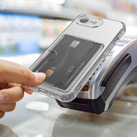 Étui de luxe souple pour cartes et téléphone portable transparent pour iPhone 16 E 15 14 13 12 11 16 Pro Max Mini 17 8 Plus SE – Coque de protection transparente