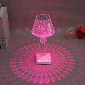 Luminária regulável para vinho, bar recarregável, cristal de diamante, lâmpada de mesa requintada