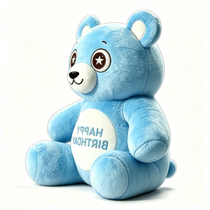 Ours en peluche bleu pastel géant, personnalisé et adapté aux enfants, avec des yeux brodés en forme d'étoile. - Product Image 4
