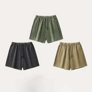 Shorts antigos lavados com laços pesados para homens, marca de moda internacional do Instagram, shorts masculinos de cor sólida FOG