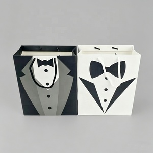 Wholesale Stock <strong>Groomsmen</strong> Tuxedo Elegant Suit Pattern Paper <strong>Bag</strong> Printed <strong>Gift</strong> Tote <strong>for</strong> Men's Father's Day Wedding Party Packaging - Product Image 1