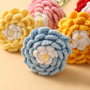 Kexiang Hand Knitted <b>Peony</b> Yarn Flower <b>Artificial</b> Bouquet For Desktop Decor Bedroom Living Room - Product Image 2