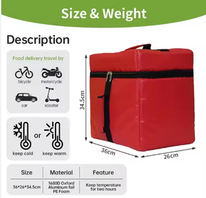 Sac isotherme personnalisé imperméable pour la livraison de nourriture à vélo, bleu, pour aliments chauds et froids, pizza - Product Image 3