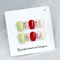Ongles en acrylique courts en forme de cercueil, à paillettes colorées, tendance, portables, pour femmes, pour les loisirs quotidiens et les événements