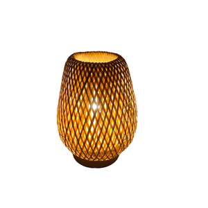 Eye-Caring Modern Flexible Battery Operated Bedroom Bedside Night <b>Light</b> Bamboo Weaving Table Lamp Handmade Natural Wooden Simple - Product Image 1