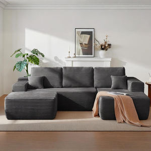 Sofá Seccional en Forma de L de Tres Plazas, Envasado al Vacío, Diseño Moderno en Tela, Ecológico y Duradero para Apartamento o Villa, Envío Gratuito, Muestra Disponible - Product Image 2