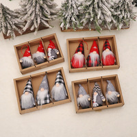 Set di 3 Bambole Ornamentali Senza Volto in Stile Scandinavo a Scacchi Rossi e Neri di Alta Qualità per Albero di Natale