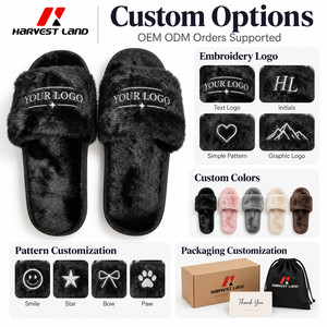 Pantofole Pelose Personalizzate con Logo Ricamato, Suola in PVC, Unisex, per Interni, Vendita all'Ingrosso OEM ODM - Product Image 3