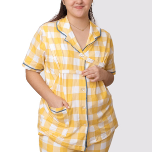 Ensemble de nuit en coton respirant pour femme : short boutonné et haut décontracté 100 % coton – Confort optimal de la nuit au matin - Product Image 6