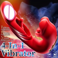 Vibrateurs à lécher la langue 4 en 1 Gode Rose Sex Toy Clitoral Swing Mode Sucer Clit Stimulator G Spot Pleasure Tools