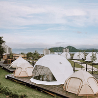 Dôme géodésique en forme d'igloo, tente de glamping avec rideaux intérieurs, vente chaude