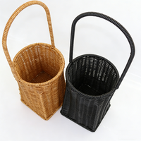 Panier à fleurs en plastique imperméable écologique fait à la main avec poignée, panier de rangement haut pour la décoration de la maison et l'emballage de cadeaux